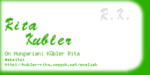 rita kubler business card