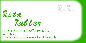 rita kubler business card